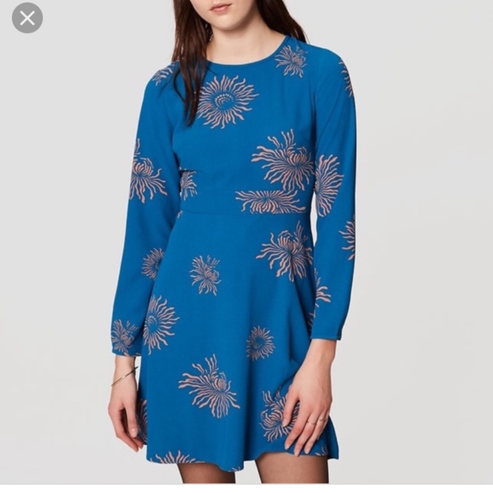 Loft EUC icy floral flare dress